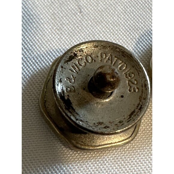 Vintage B&W Co Pat 1923 Mother Of Pearl Silver Tone Snap Art Deco Cufflinks E6 - Picture 4 of 5